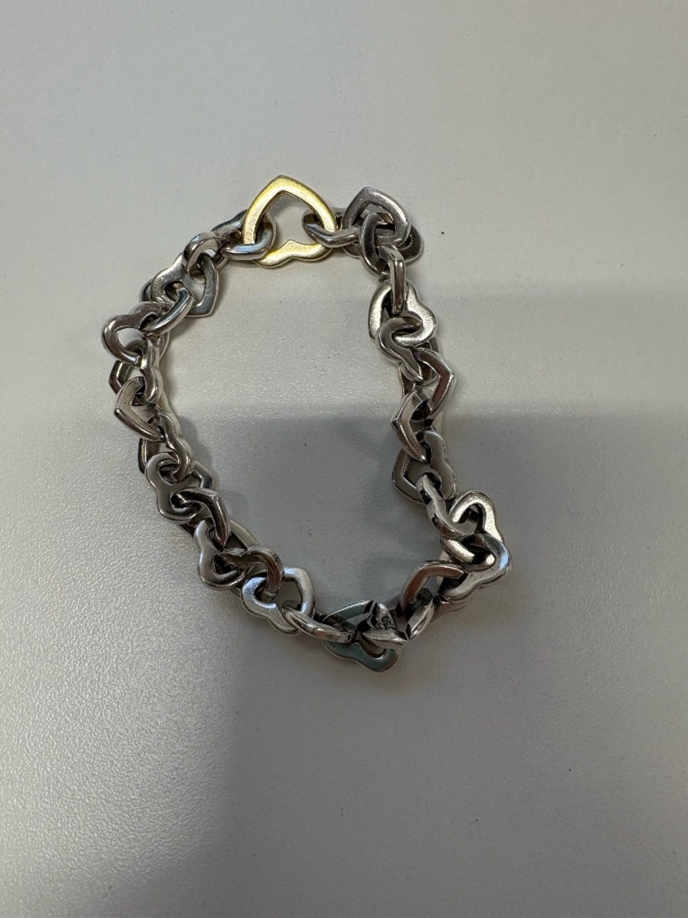 Tiffany & Co. Silver and Gold Heart Link Bracelet